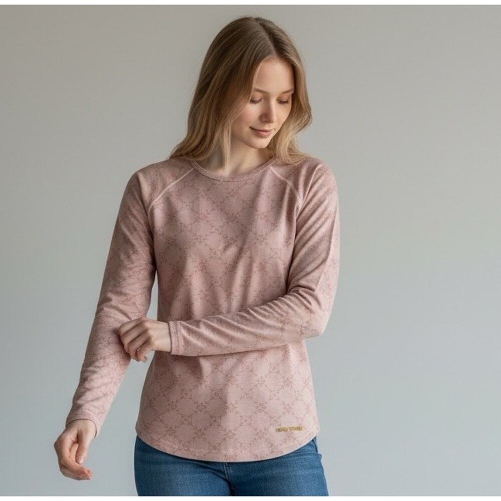 Kara Traa Base Layer Top Small Pink Pattern Crew neck Pullover Sports Outdoors